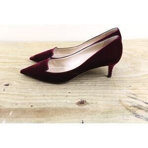 Jimmy Choo Shoes 40.5 Red Velvet Alia Kitten Heel Pumps Italy
